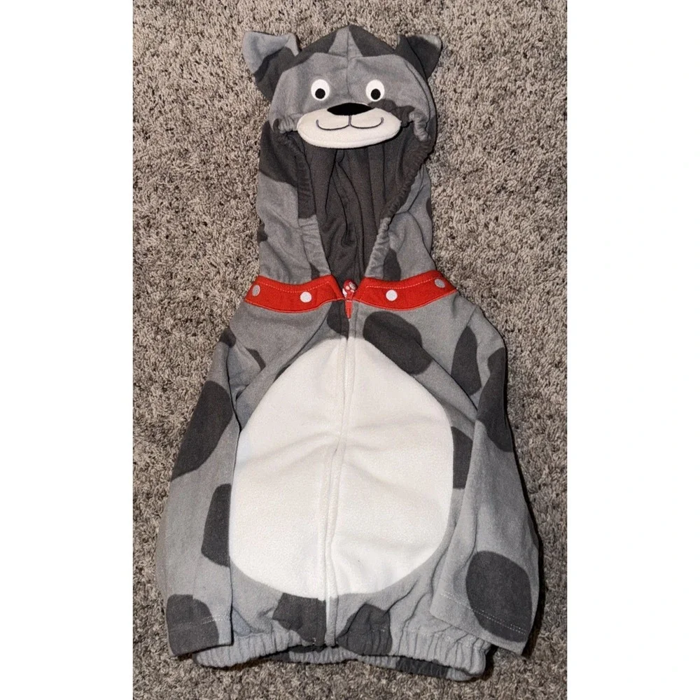 Carter's Gray Spotted Plush Puppy Costume Bodysuit Top Only Baby Size 24 Months